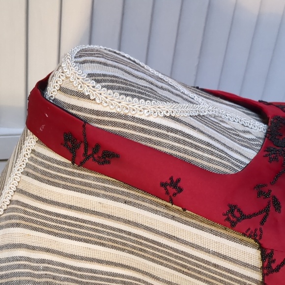 Vintage Jeffrey & Dara Evenings Dark Red Black Floral Beading Dress sz 6 - Picture 5 of 9